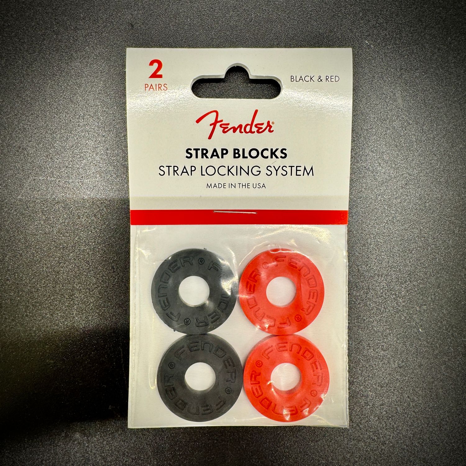Fender Strap Blocks Strap Locking System 4pk (2 BLK 2 RED)