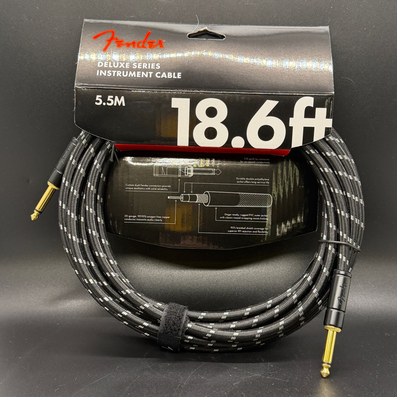 Fender Deluxe Series Instrument Cable Tweed - 18.6’ Black
