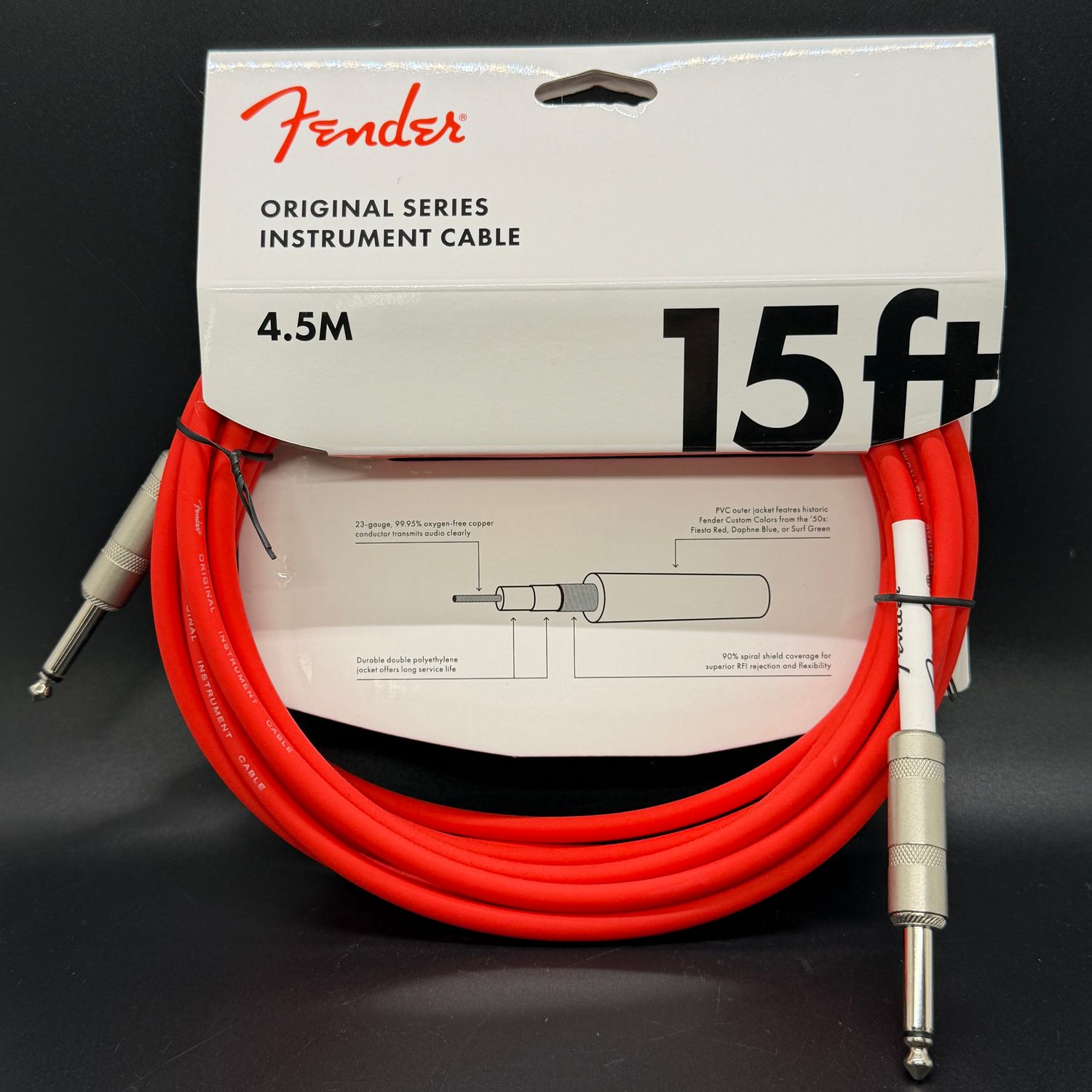 Fender Original Series Instrument Cable, 15', Fiesta Red