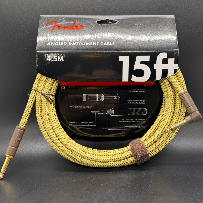 Fender Deluxe Series Tweed 15ft Instrument Cable - Str/Ang