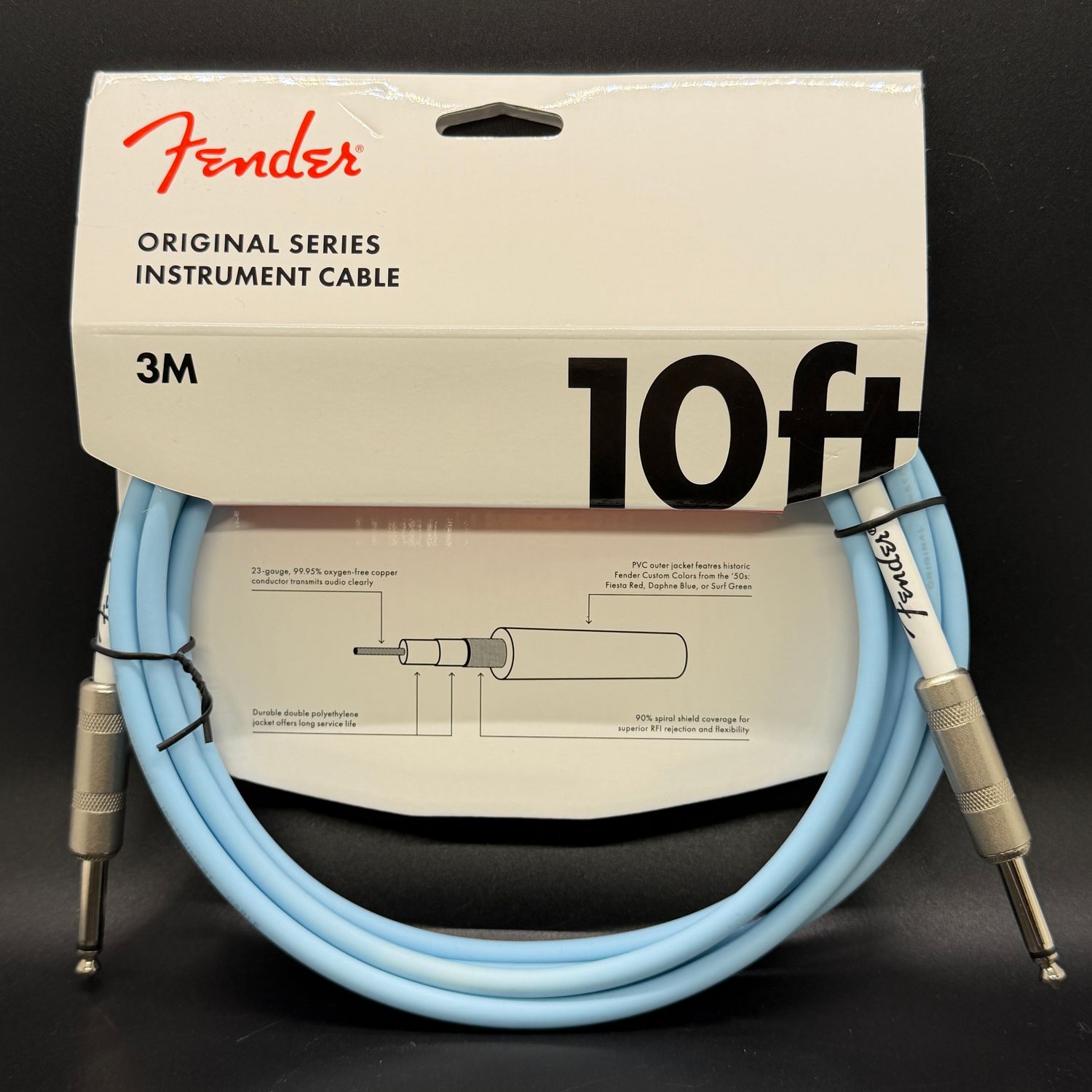 Fender Original Series Instrument Cable - 10’ Daphne Blue