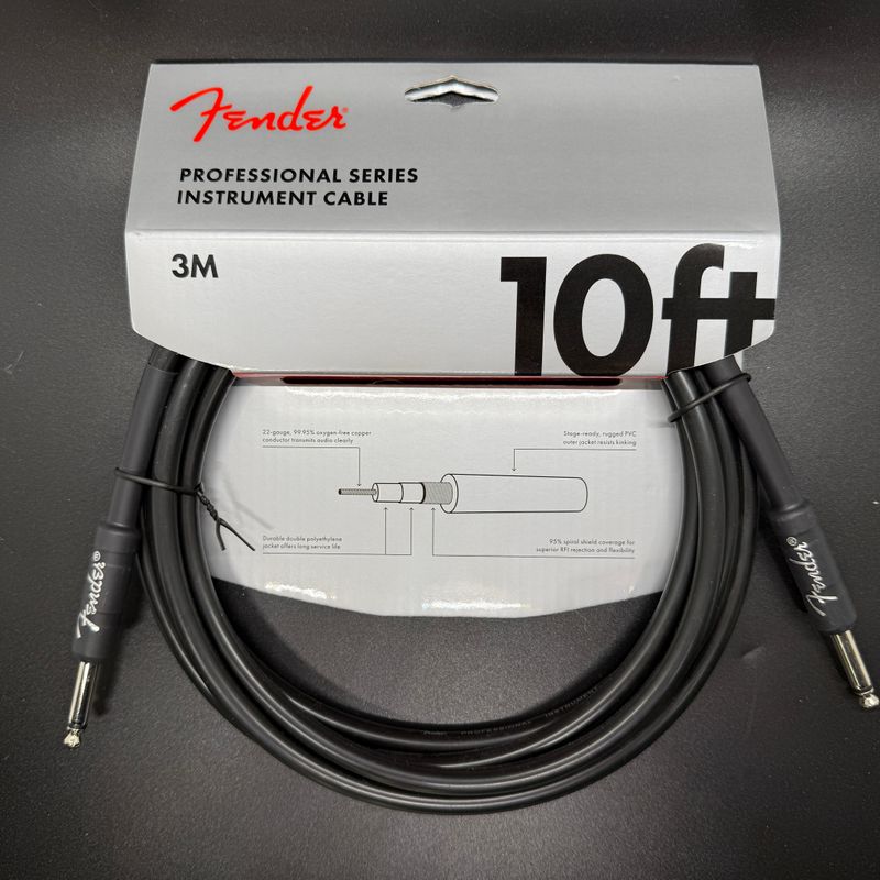 Fender Professional Series Straight to Straight Instrument Cable - 10 ft Black