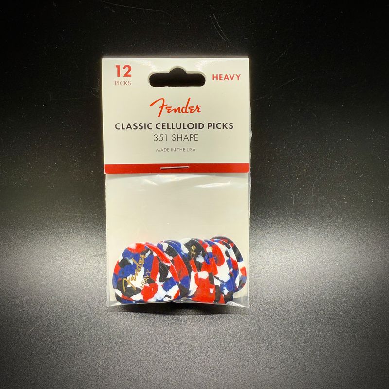Fender Classic Celluloid, Confetti, 351 Shape, Heavy, 12 pk