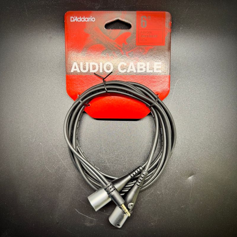 DAddario Custom Series 3.5mm to Dual XLR 6ft Audio Cable