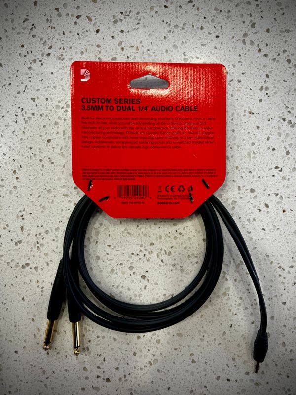 DAddario Custom Series 3.5mm to Dual 1/4" 6ft Audio Cable