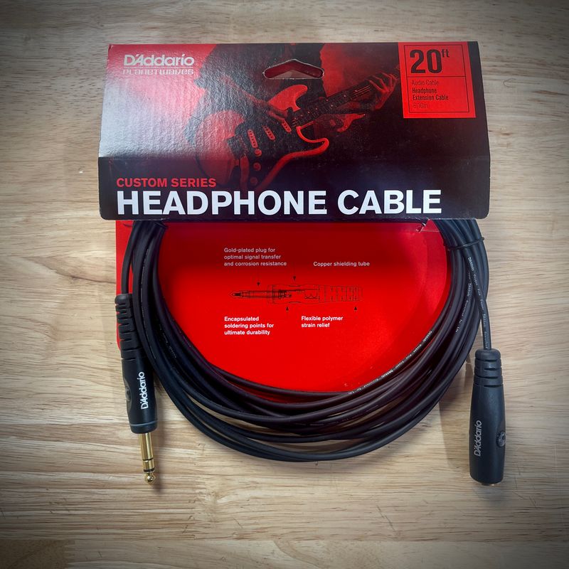 DAddario Custom Series Headphone Extension Cable 20ft
