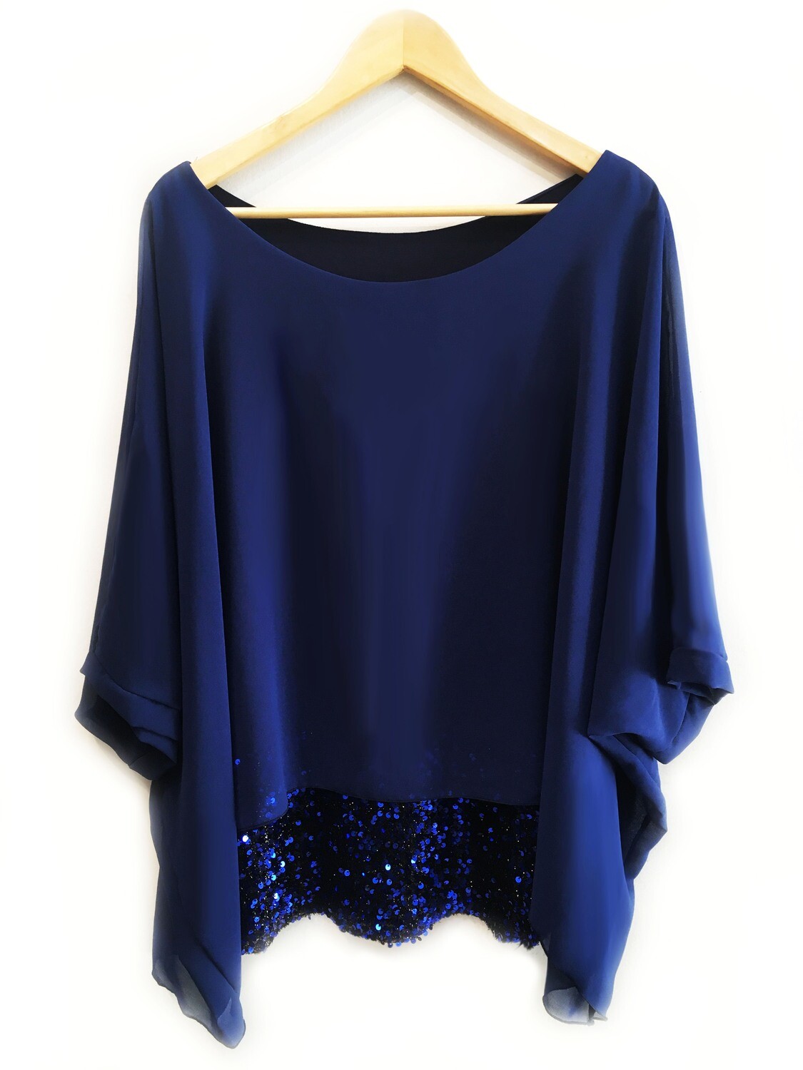 casaca gasa faja lentejuelas, color: azul