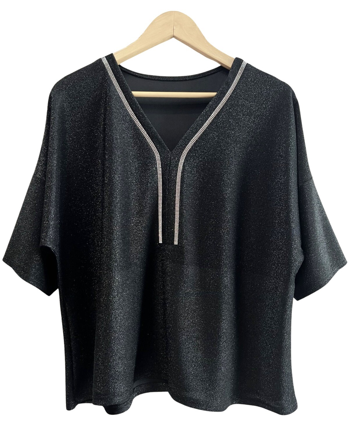 remera lurex Y, terminacion: strass Y, color: negro