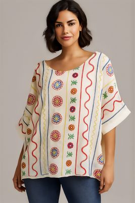 blusa gasa bordada mc