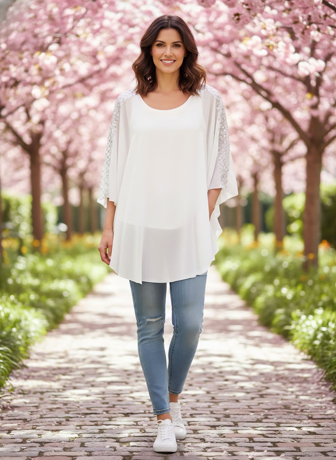 casaca gasa tira lentejuelas