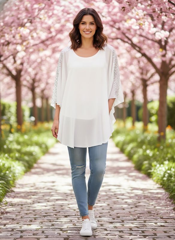 casaca gasa tira lentejuelas