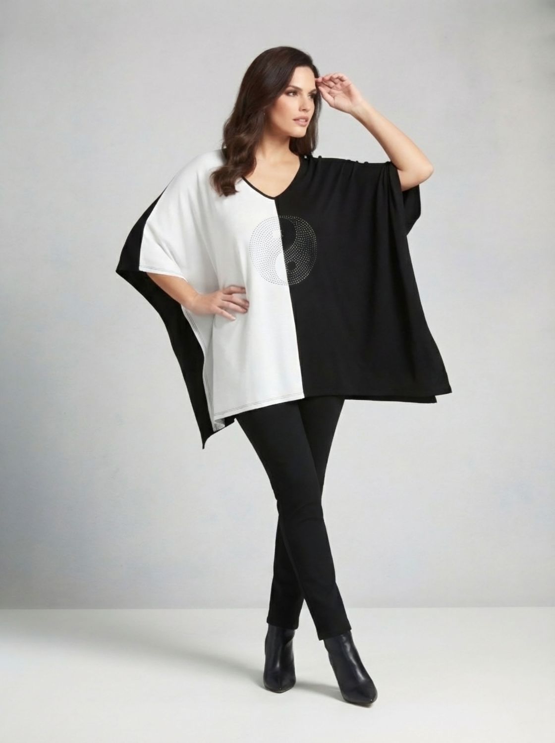 remera poncho bicolor