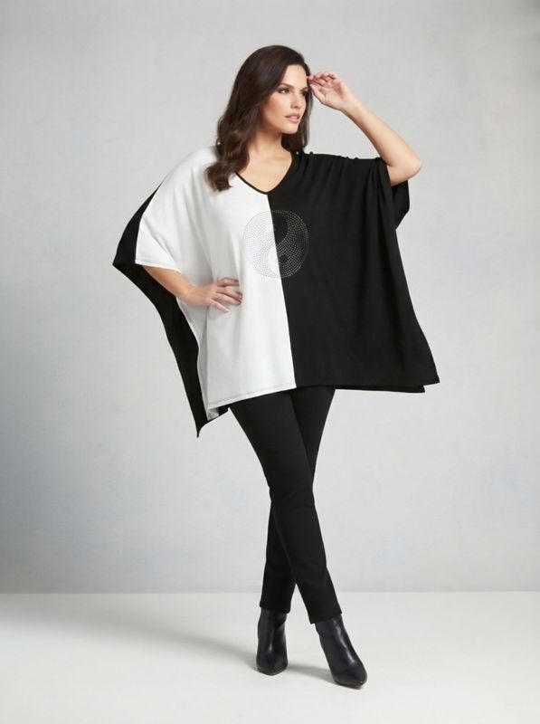 remera poncho bicolor