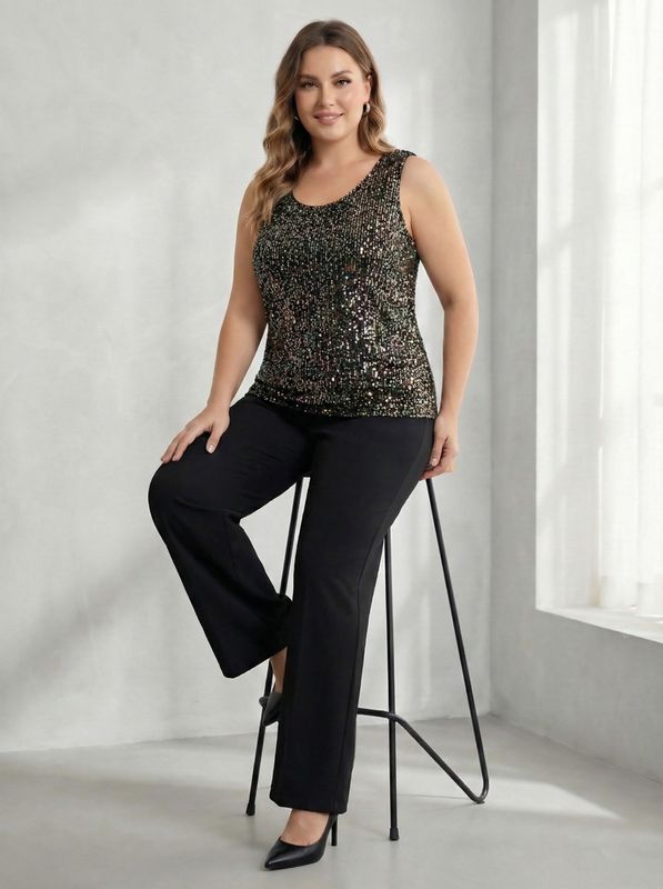 musculosa microfibra con lentejuelas