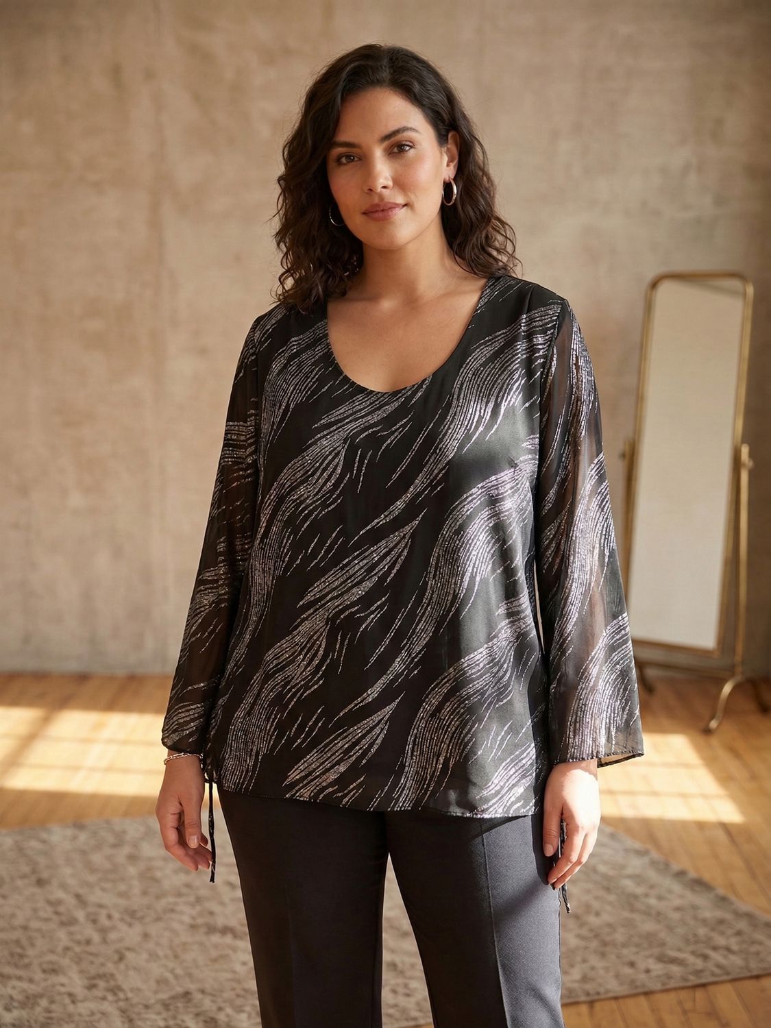 casaca gasa glitter manga larga