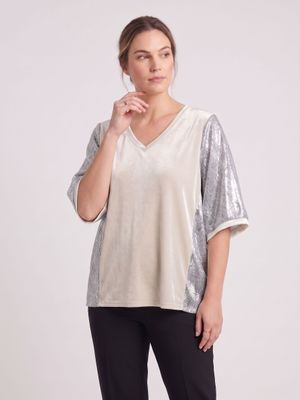 remera lurex con lateral en gasa