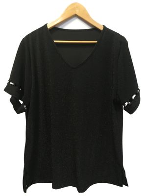 remera lurex manga perlas