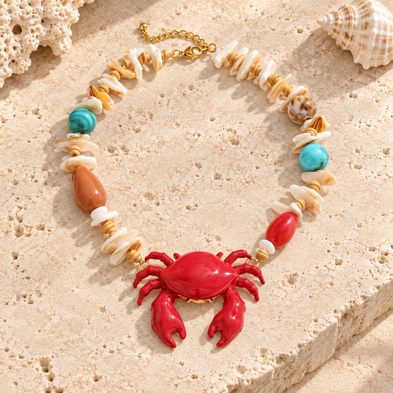 Coral Crab Necklace
