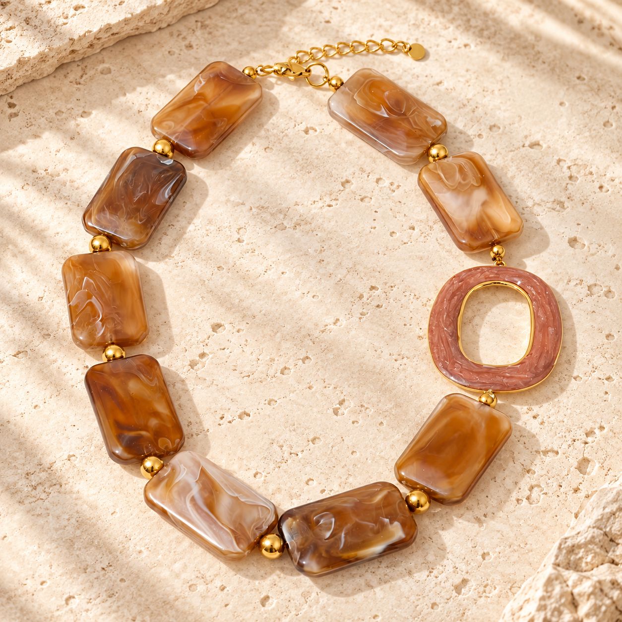 Honey Marble Statement Necklace