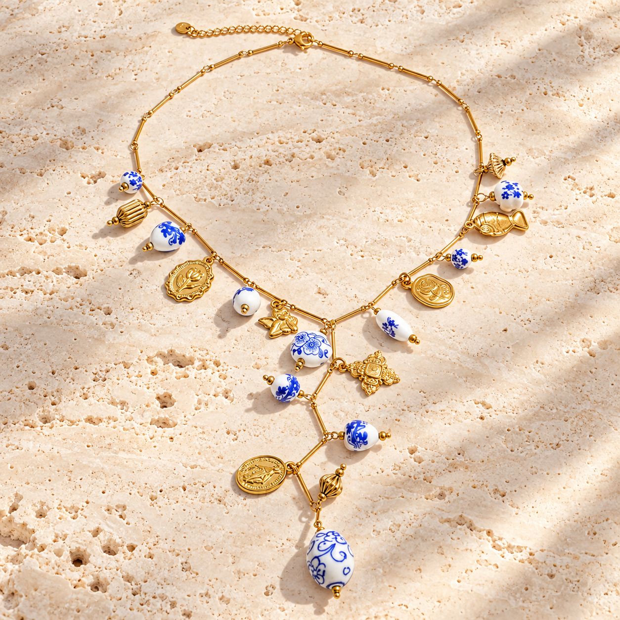 Mediterranean Ceramic Y Necklace