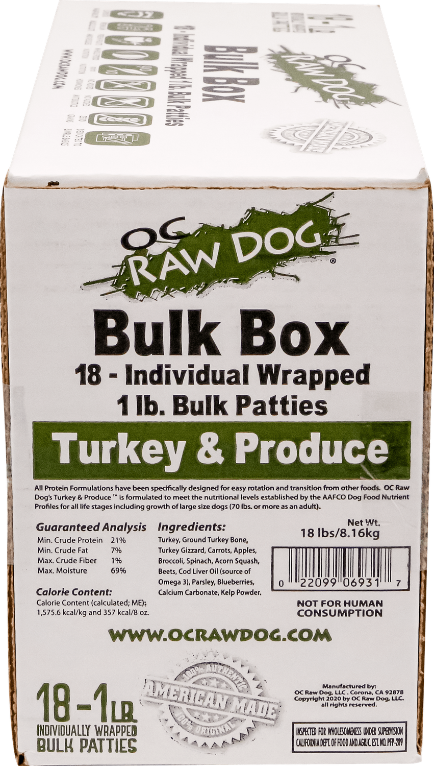 OC Raw Turkey18# Bulk Box