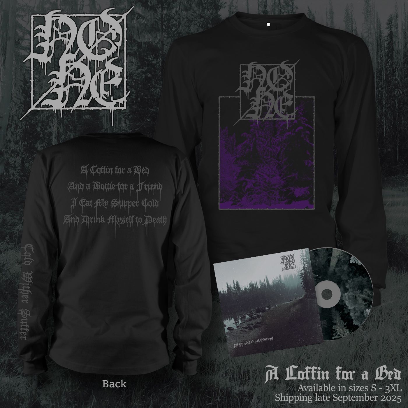 NONE - &quot;A Coffin for a Bed&quot; Long-Sleeve Shirt / CD Bundle