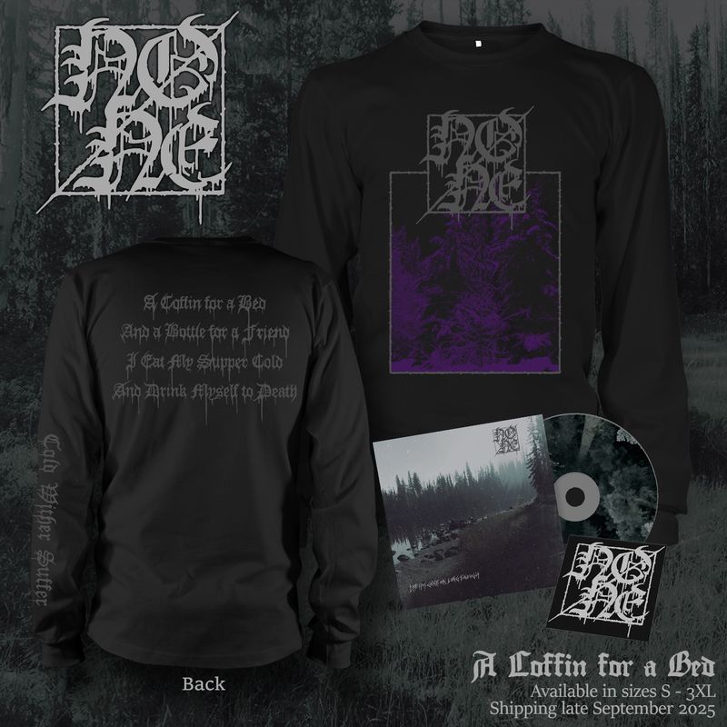NONE - &quot;A Coffin for a Bed&quot; Long-Sleeve Shirt / CD / Patch Bundle