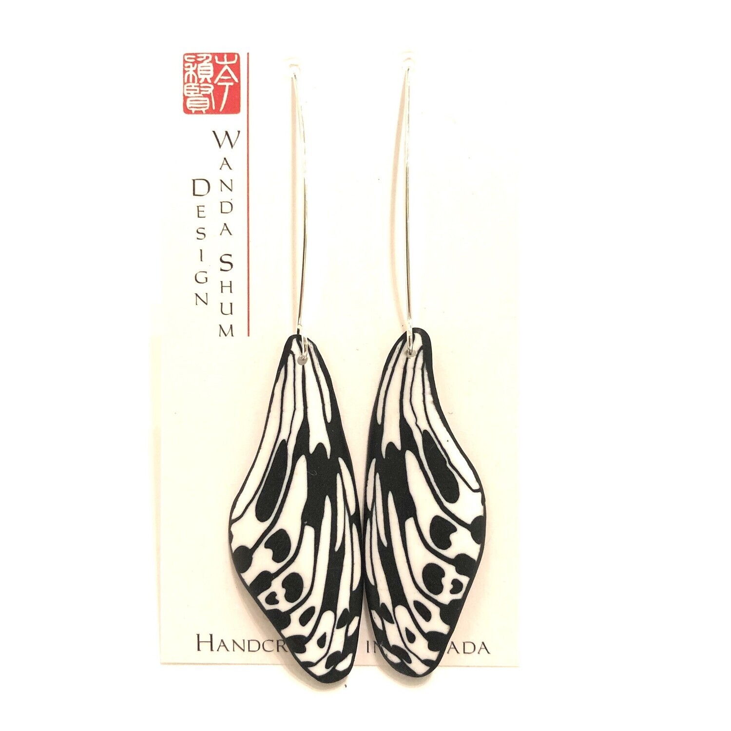 Earrings - Butterfly Wing - Black &amp; While