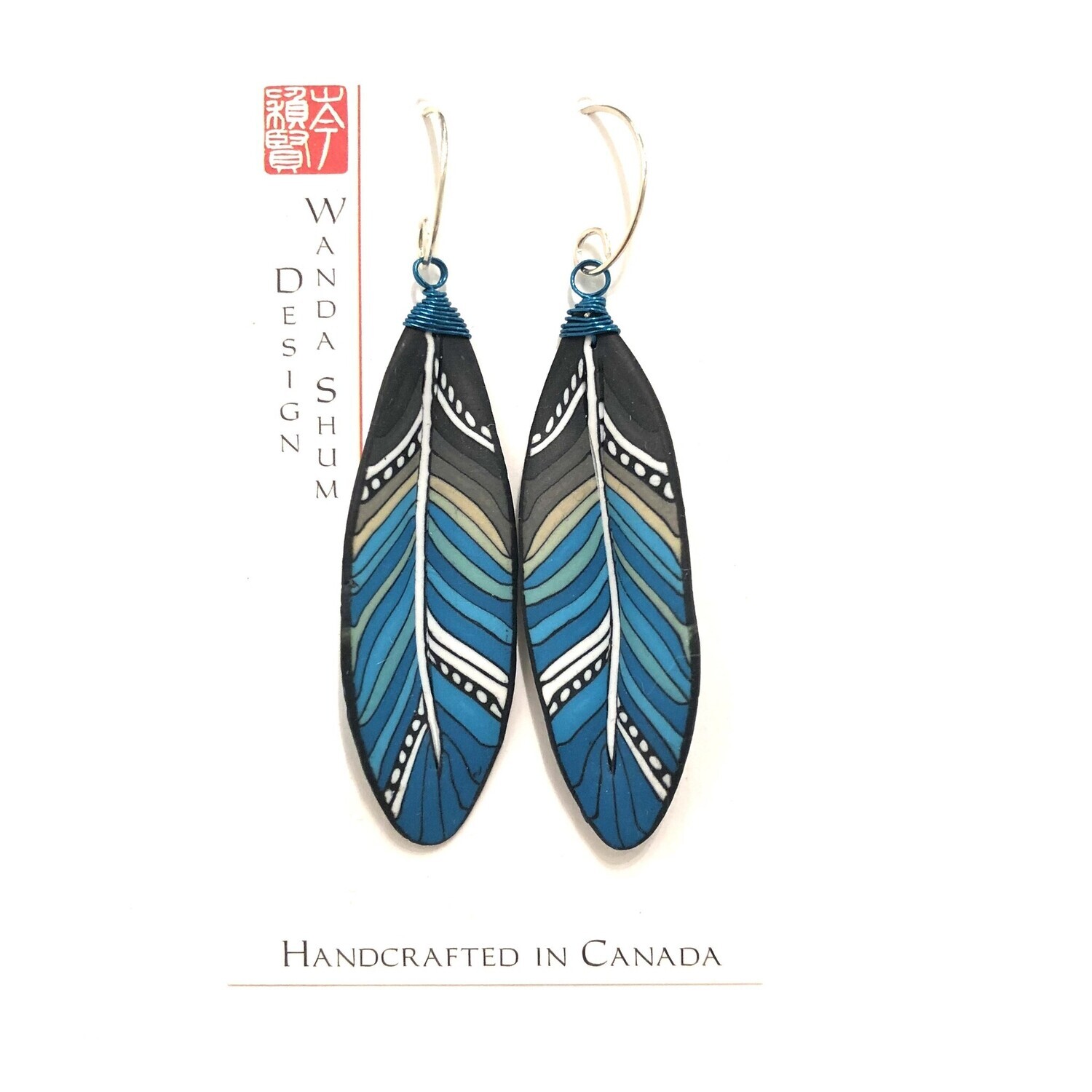 Earrings - Feather - Aqua