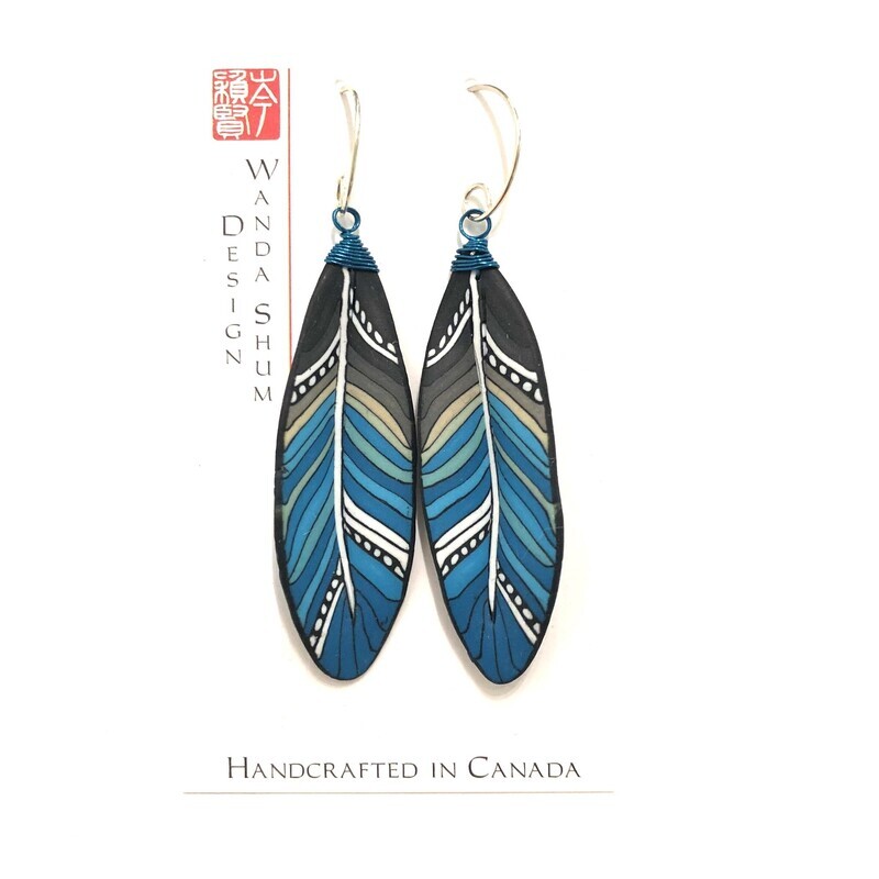 Earrings - Feather - Aqua