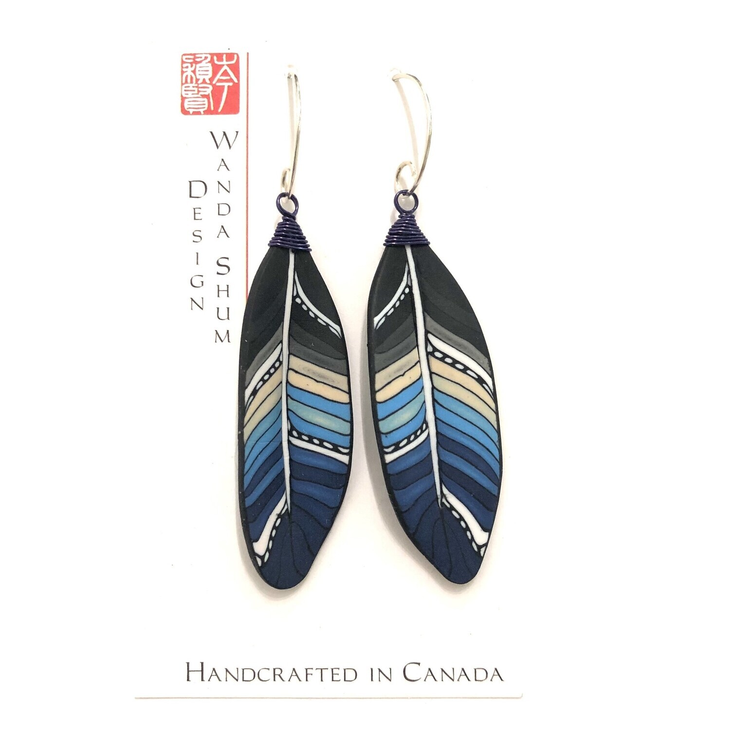 Earrings - Feather - Blue