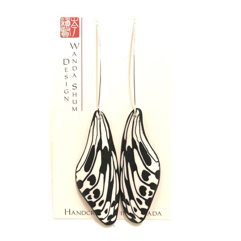Earrings - Butterfly Wing - Black &amp; While