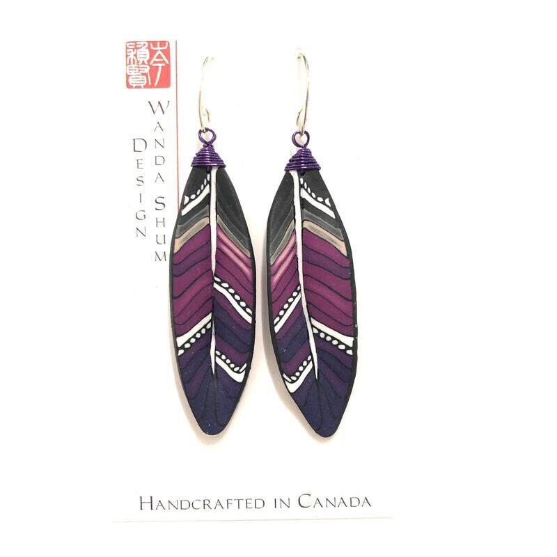 Earrings - Feather - Violet