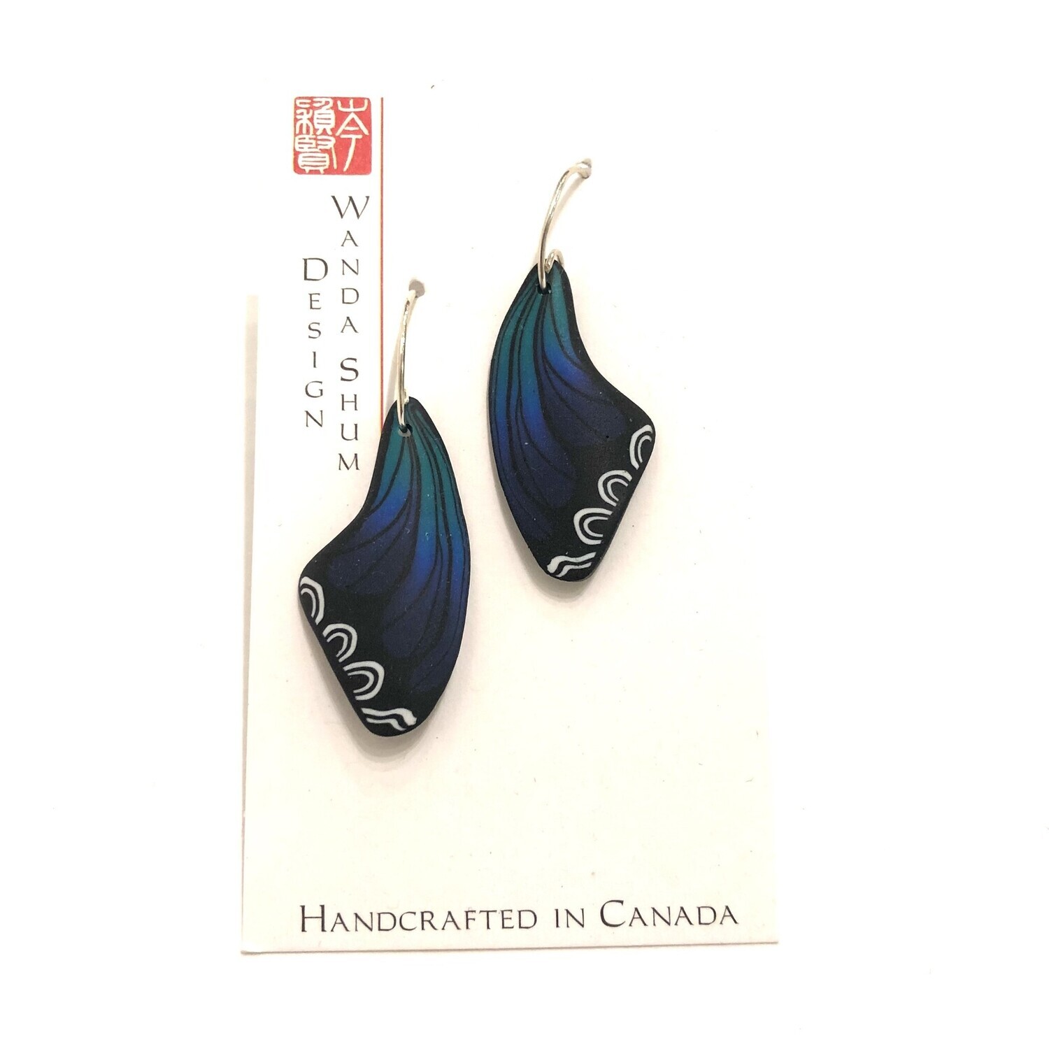 Earrings - Butterfly Wing - Blue Green, Size: - S