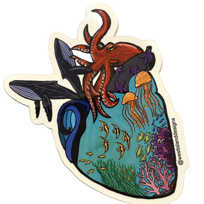 Sticker - Waterproof - Ocean Heart