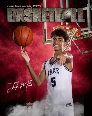 Basketball Personalized Design, red smoke