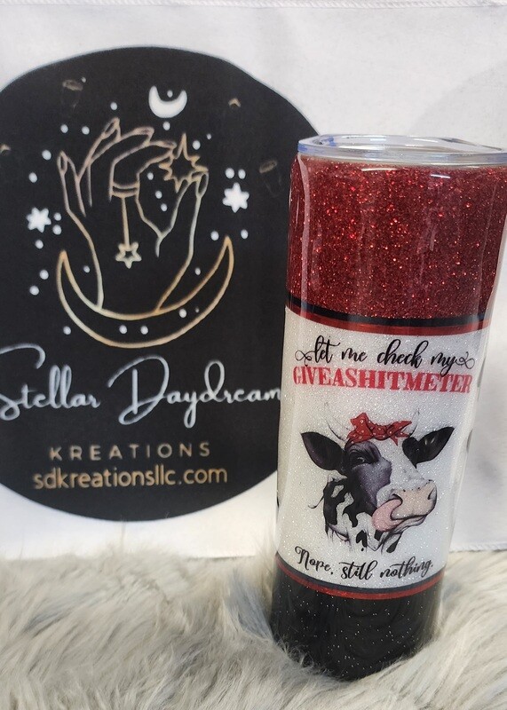 Ready to Purchase - 20oz. Cow Giveashitmeter Epoxy Tumbler