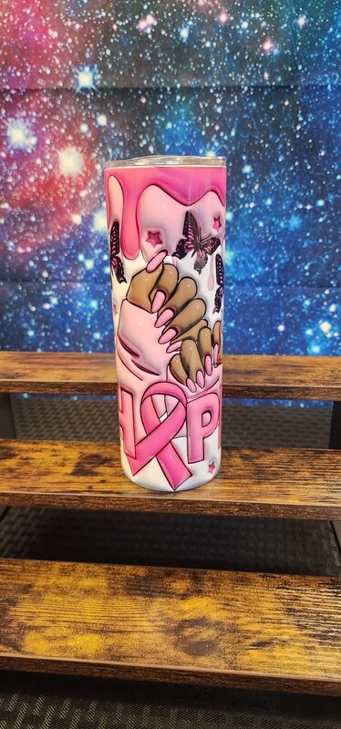 Ready to Purchase Hope w/Pink Nails 3D Sublimation Tumbler 20oz