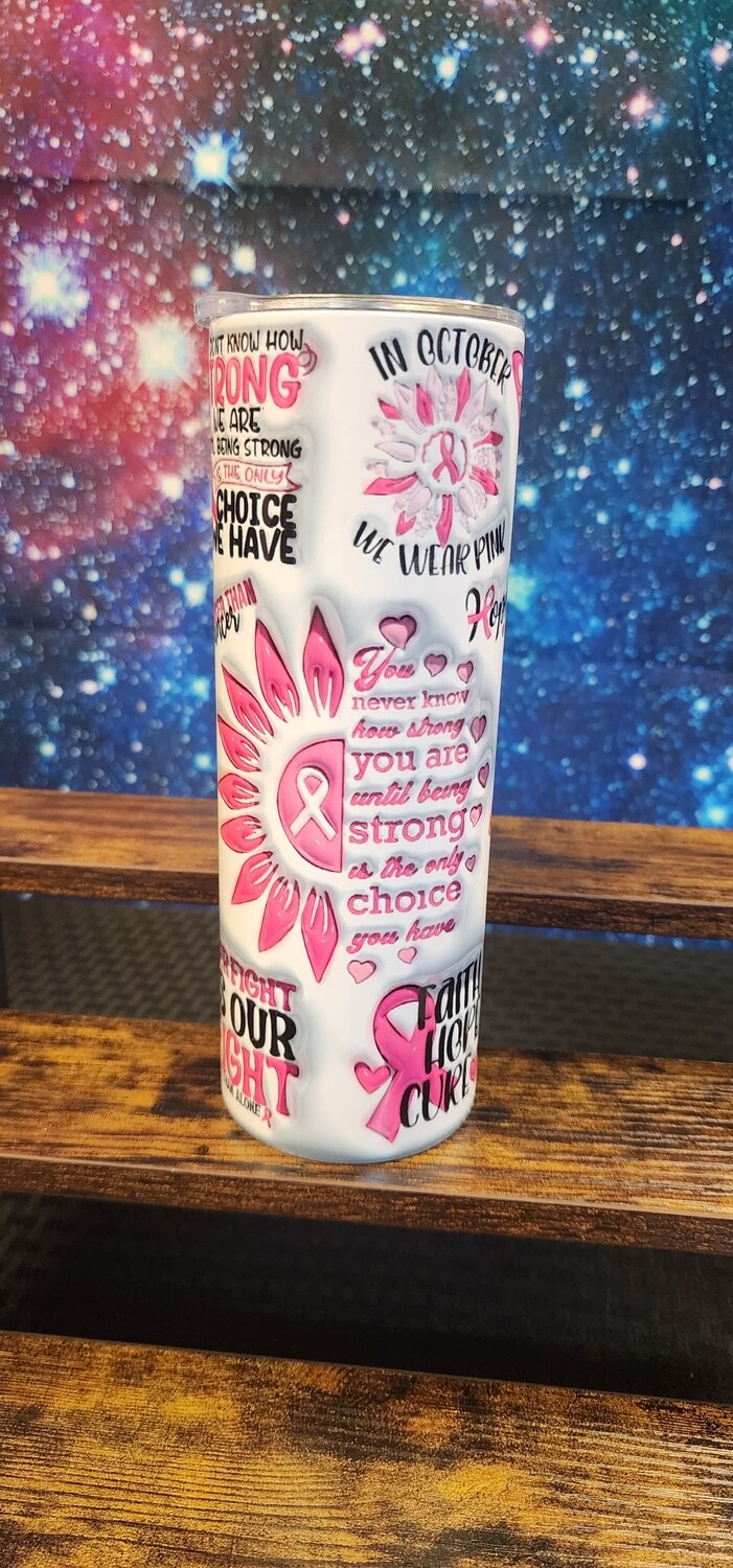 Ready to Purchase Think Pink 3D Sublimation Tumbler 20oz