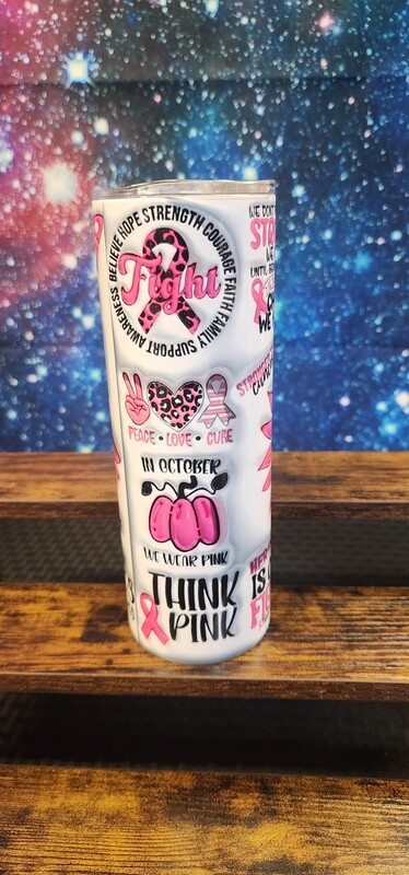 Ready to Purchase Think Pink 3D Sublimation Tumbler 20oz