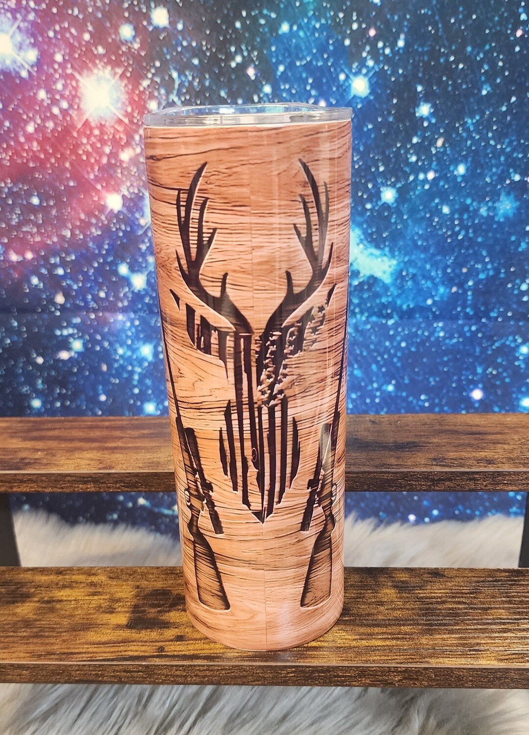 Ready to Purchase - Woodgrain Deer &amp; Flag Sublimation 20oz
