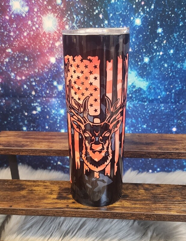 Ready to Purchase - Orange/Black Deer Camo Sublimation 20oz.