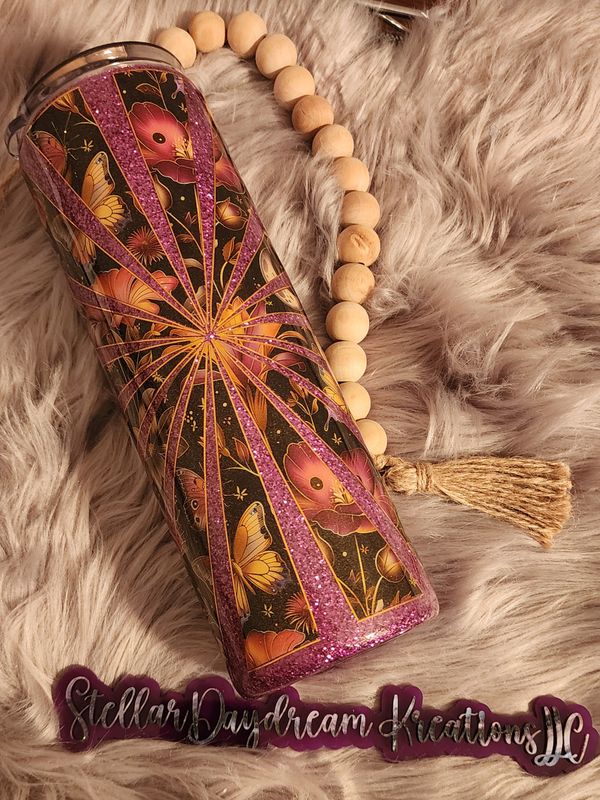 Ready to Purchase - Purple Butterfly Star Burst 30oz Epoxy Tumbler
