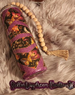 Ready to Purchase - Purple Butterfly Star Burst 30oz Epoxy Tumbler