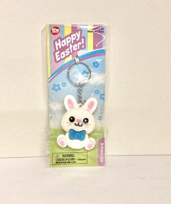 The Toy Network Happy Easter White Rabbit Figure Keychain