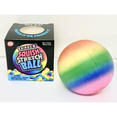 Squish And Stretch Rainbow Gummi Ball Fidget Toy 2.5 &quot;