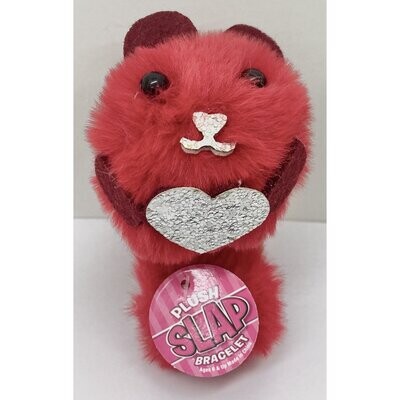 The Toy Network Red Plush Slap Bracelet With Silver Heart