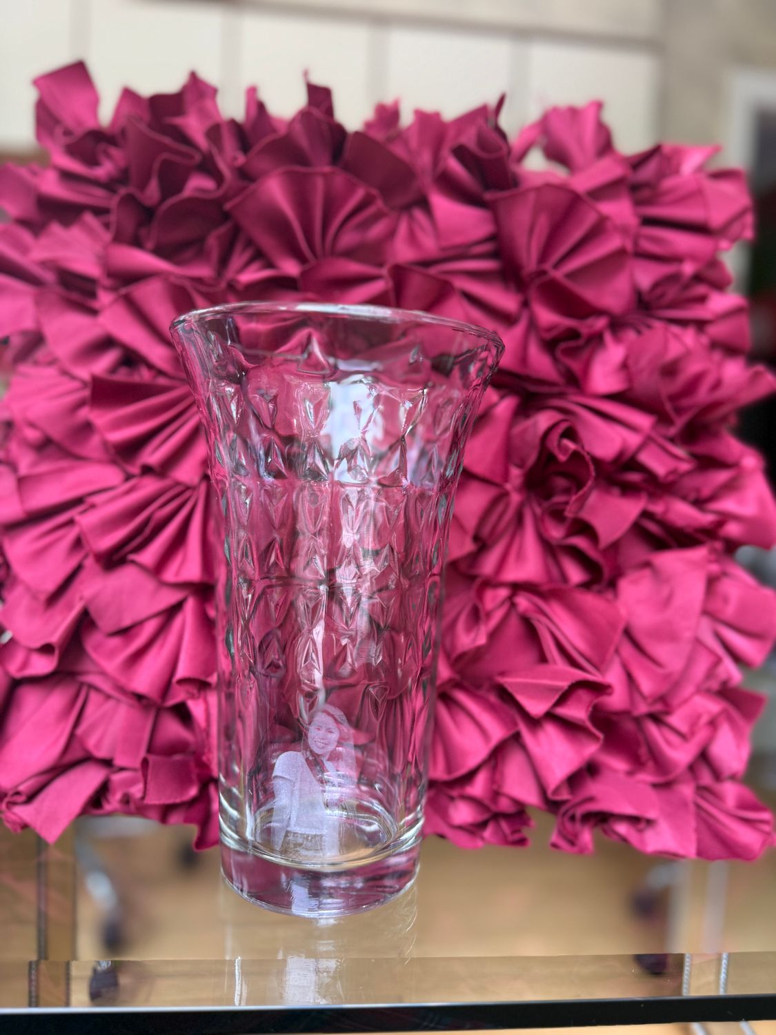 Custom Engraved Photo on Glass Vase