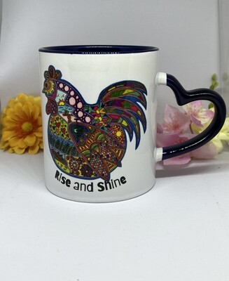 Rise and Shine Heart Handled Coffee Mug
