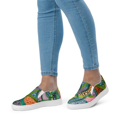 Galaxy in Green Women’s slip-on canvas shoes